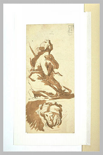 Femme à demi nue agenouillée, et tête de satyre_0