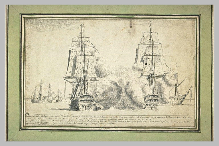 Combat des vaisseaux le Héros et la Sirène contre des vaisseaux anglais_0