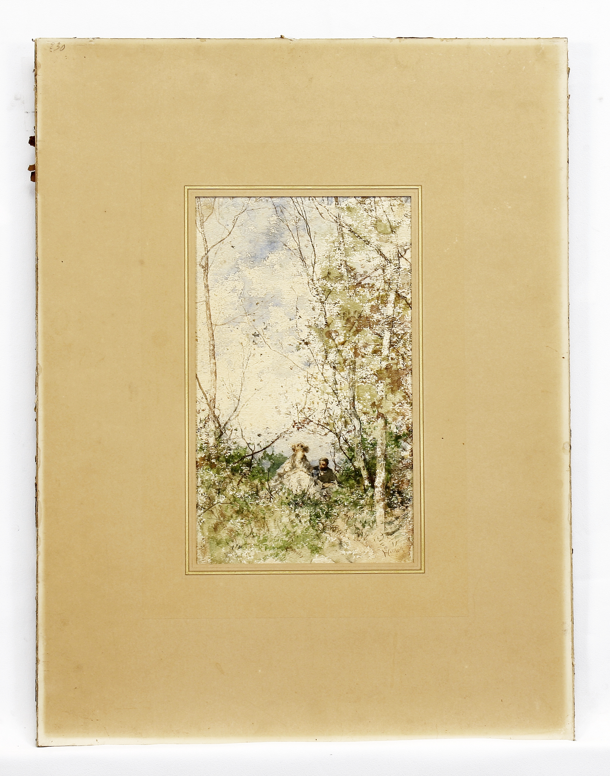 Un couple assis dans la verdure, Ferdinand Heilbuth, 19e siècle