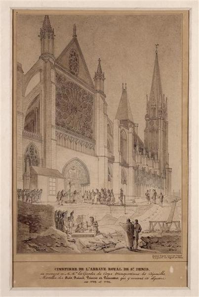 Translation des restes de Louis XVI et de Marie-Antoinette ; Exhumation et translation par les gardes du Corps des Restes des Rois, Reines, Princes et Princesses qui avaient été déposés dans le cimetière de l'Abbaye de Saint-Denis en 1793 et 1794 (15 janvier 1817) (autre titre)_0