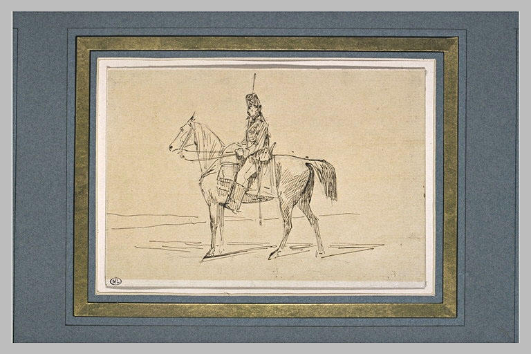 Chasseur à cheval, de profil à gauche_0