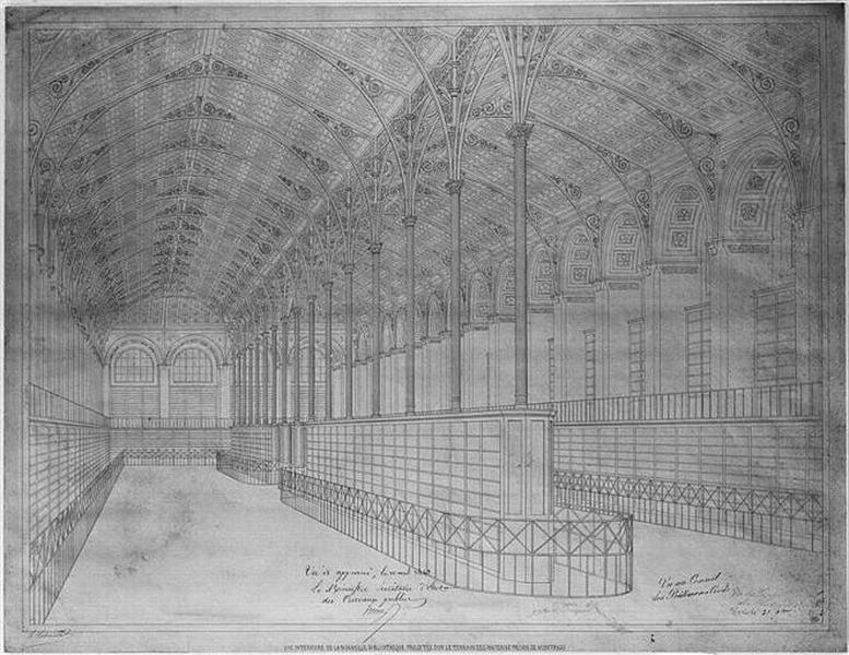 SALLE DE LECTURE DE LA BIBLIOTHEQUE SAINTE-GENEVIEVE, VUE PERSPECTIVE_0