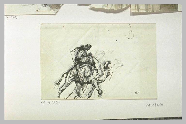 Étude d'un arabe monté sur un dromadaire et se dirigeant vers la droite_0