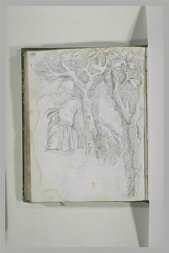 Personnages près de deux arbres, étude d'après un bas-relief antique_0