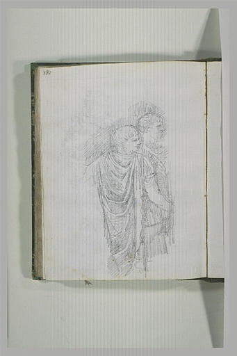 Deux hommes drapés à l'antique, étude d'après un bas-relief_0