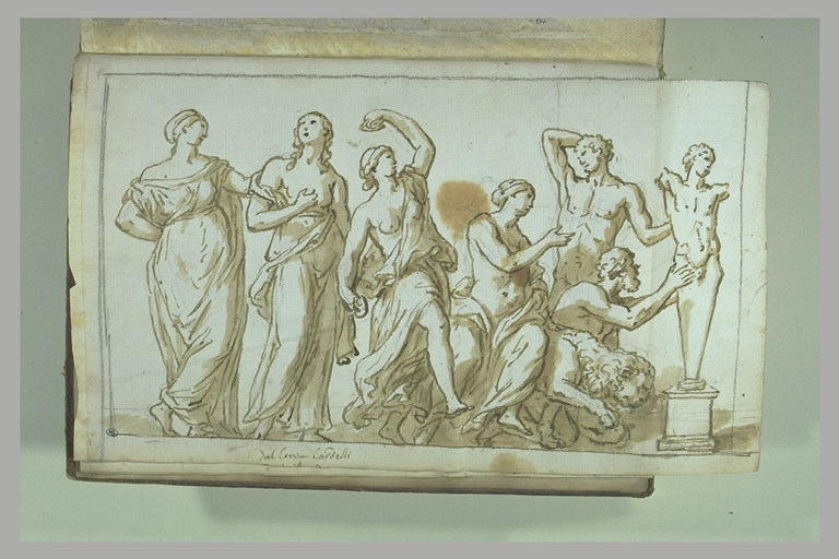 Cortège composé de six figures d'hommes et de femmes ainsi qu'un lion..._0