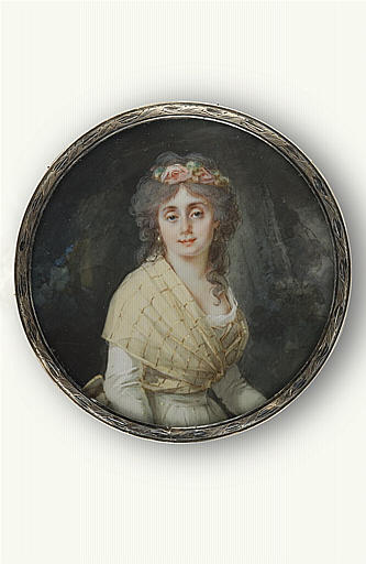 Portrait d'une dame avec une écharpe jaune_0