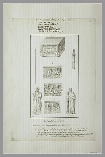 Bas-relief et objets, provenant des fouilles de Notre-Dame_1