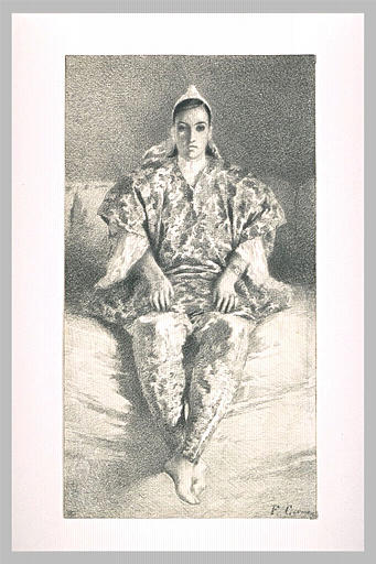 Femme algérienne, de face, assise sur un divan_0