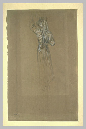 Femme, vue de dos, portant un vase sur sa tête_0