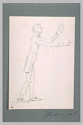 Homme en habit, debout, de profil_0