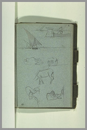 Etudes d'un barreur, de figures, d'animaux, et de bateaux_0
