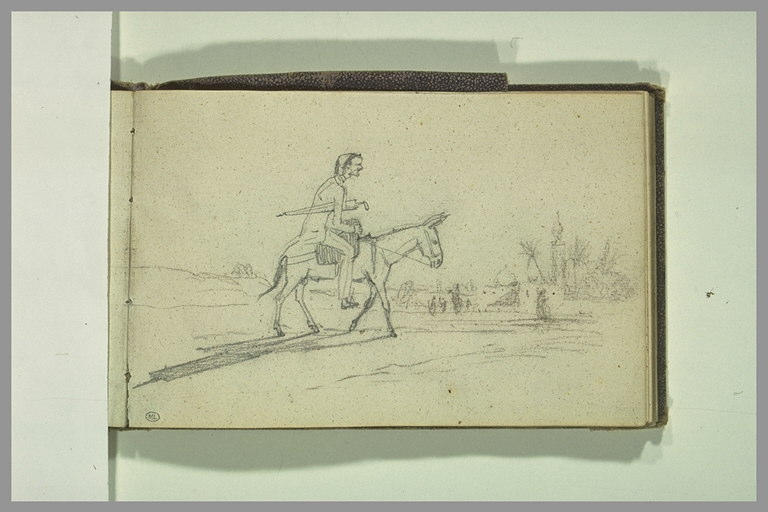 Caricature d'un homme conduisant son âne vers la ville_0