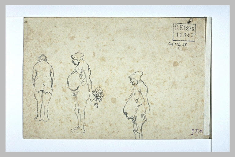 Femme nue, de dos, et vieille femme nue coiffée d'un bonnet_0