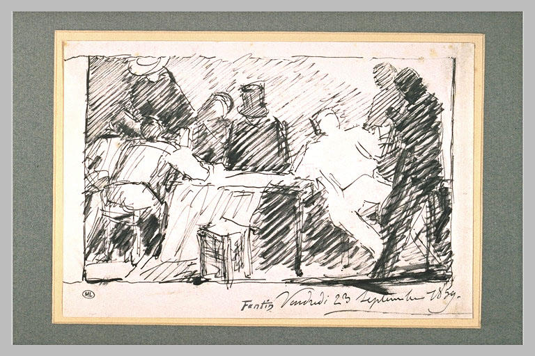 Hommes attablés dans une taverne_0