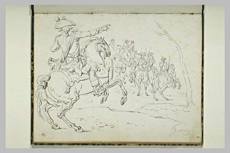 Scène militaire avec des cavaliers_0