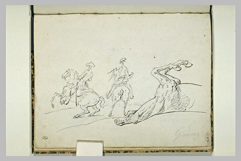 Deux cavaliers et un cheval renversé_0