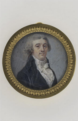 Portrait d'homme en buste, en habit noir à grands revers et gilet blanc_0
