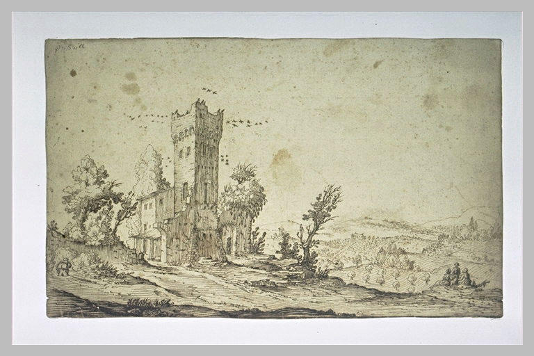 Paysage avec une maison et une tour_0