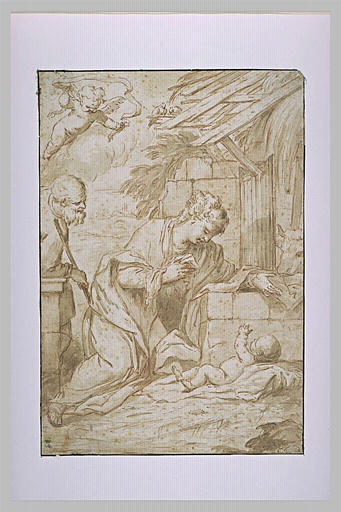 Saint Joseph et la Vierge contemplant l'Enfant_0