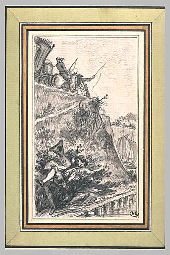 Jeune homme dégringolant au bas d'un talus_0