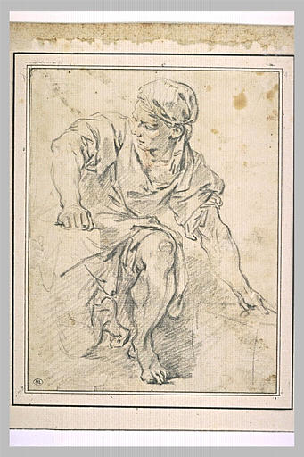 Homme, vêtu d'une robe, assis_0