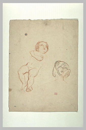 Etude d'enfant nu, et tête de femme, vue de dos_0