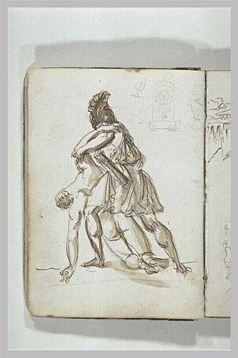 Etude d'un soldat portant un mourant ; vases ; pendule_0