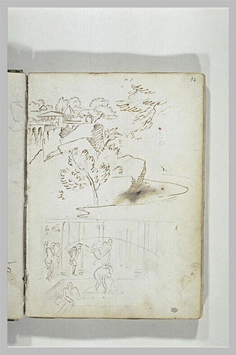 Etude de paysage avec des monuments antiques ; étude de composition_0