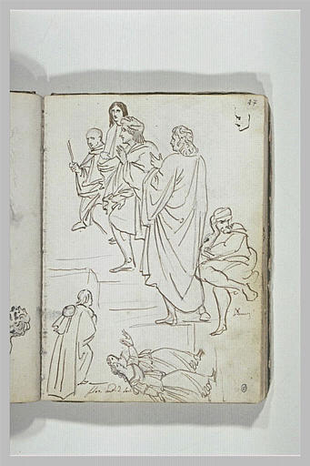 Composition avec des figures d'hommes sur un escalier_0