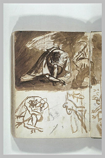 Etudes de figures enlacées et d'une figure masculine_0