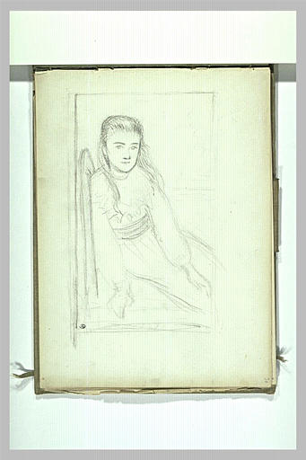Portrait de fillette assise sur une chaise, vue de trois quarts à droite_0