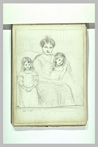 Portrait de femme assise avec deux enfants_0