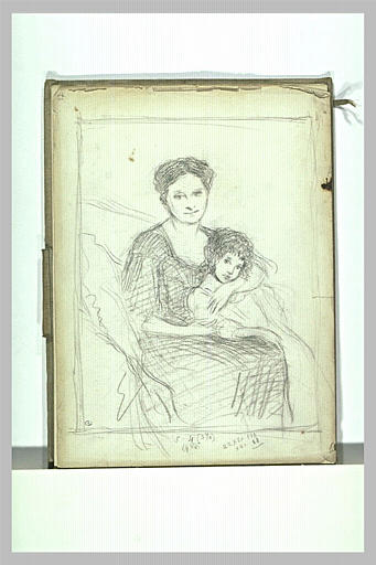 Portrait de femme assise, et de son enfant_0