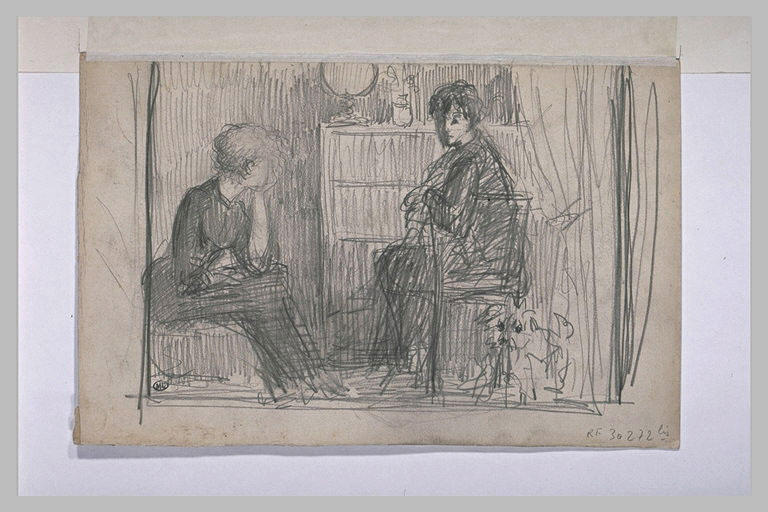 Deux femmes assises, conversant_0