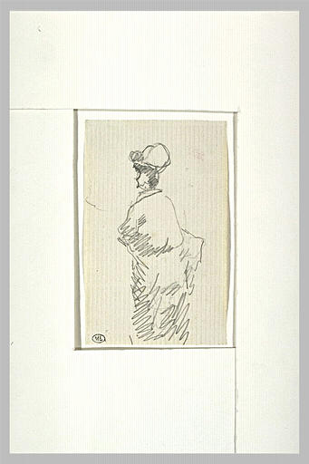 Femme, debout, coiffé d'un chapeau_0