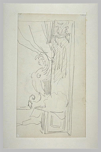 Coin de fenêtre, pilier avec chimère, rideau_0