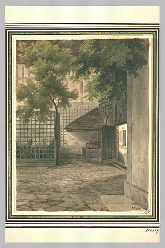 Cour d'un bâtiment, avec un puits_0