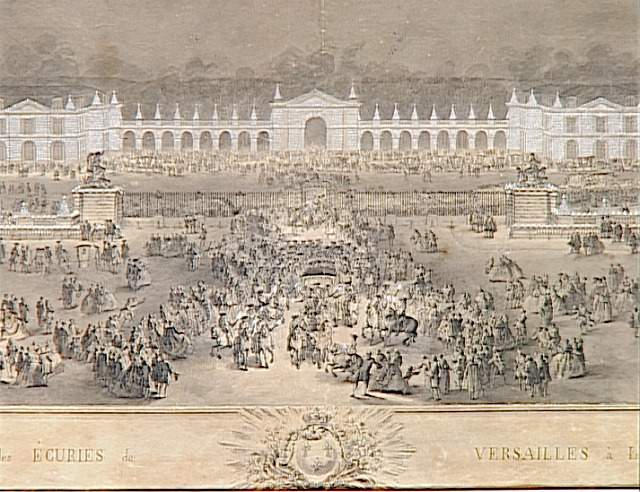 Vue générale de la grande illumination des écuries de Versailles ; Vue de la grande illumination des Ecuries de Versailles à l'occasion du mariage du Dauphin Louis, fils de Louis XV, avec Marie-Josèphe de Saxe, nuit du 9 février 1747 (autre titre)_2