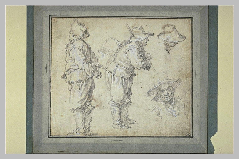 Etudes de deux hommes debout, et de deux têtes masculines_0