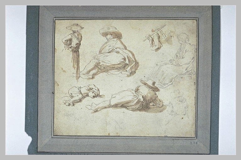 Etudes de diverses figures dont trois jeunes gens allongés_0
