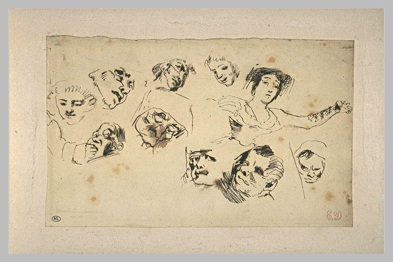 Feuille d'études avec dix études de têtes_0