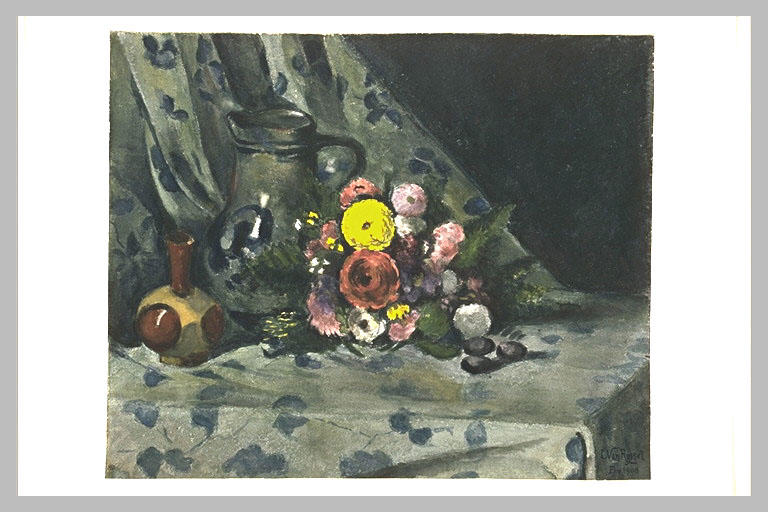 Fleurs, pot et petit vase_0