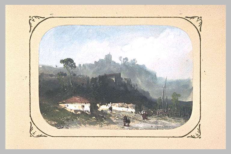 Paysage avec maisons et figures_0