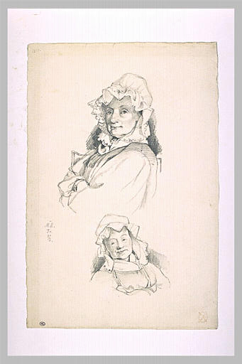 Deux études de vieille femme avec une coiffe_0