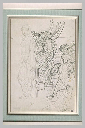 Groupe de figures : étude pour Achille jurant de venger Patrocle_0