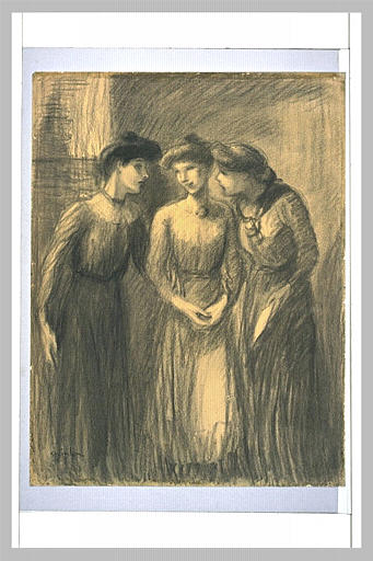 Trois jeunes ouvrières en conversation_0