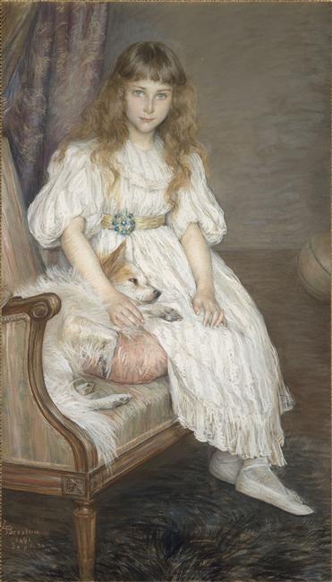 PORTRAIT DE MADEMOISELLE ADELINE POZNANSKA ENFANT OU LA PETITE FILLE AU CHIEN BLANC_0