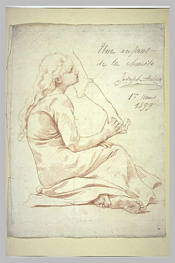 Fillette assise, tenant la main d'un second personnage_0