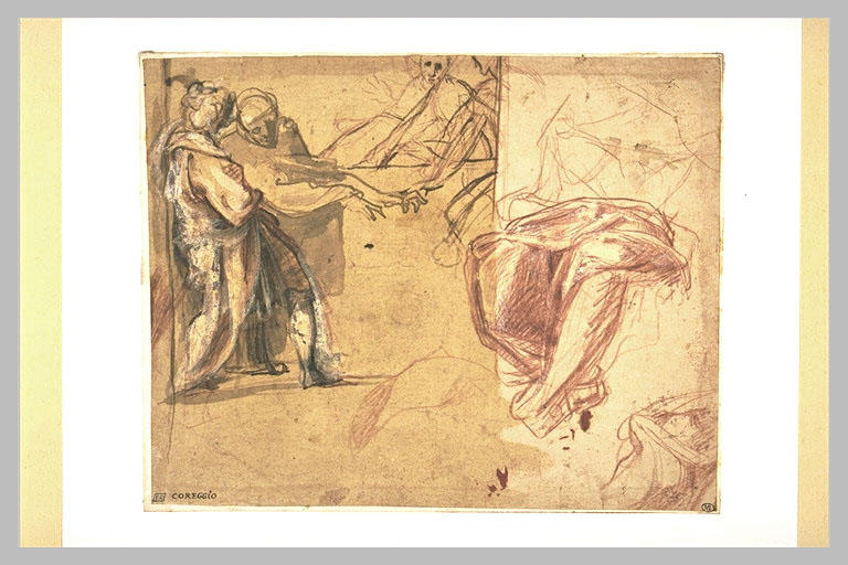 Plusieurs figures, et étude de draperie pour un personnage assis_0
